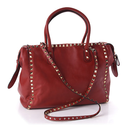 Valentino Garavani Calfskin Rockstud Top Handle Satchel Rosso Valentino 2 of 14