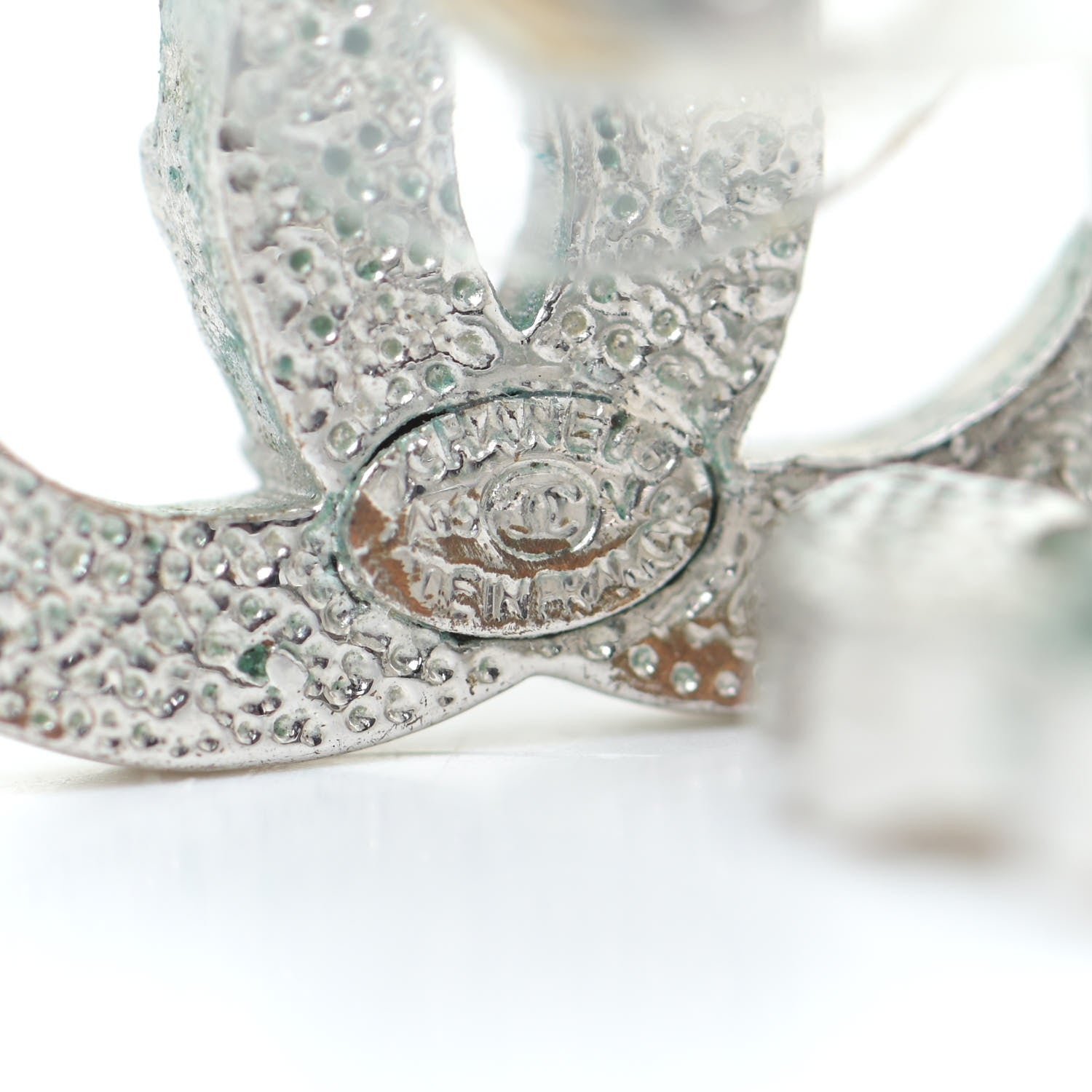 Chanel Baguette Crystal CC Earrings Silver 4 of 9