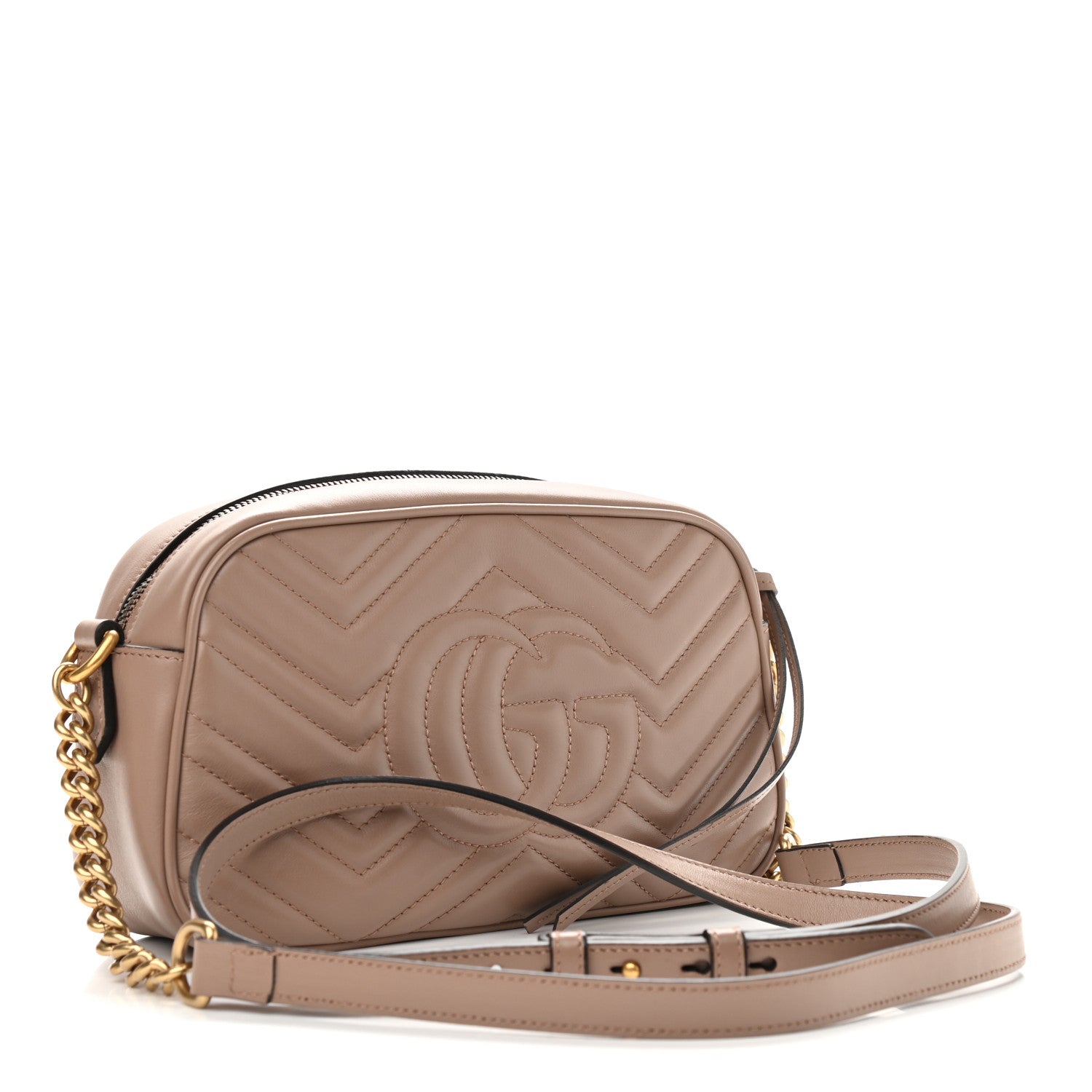 Gucci Calfskin Matelasse Small GG Marmont Chain Shoulder Bag Porcelain Rose 3 of 9