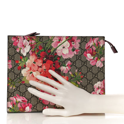 Gucci GG Supreme Monogram Blooms Large Cosmetic Case Beige Multicolor Dry Rose 2 of 12