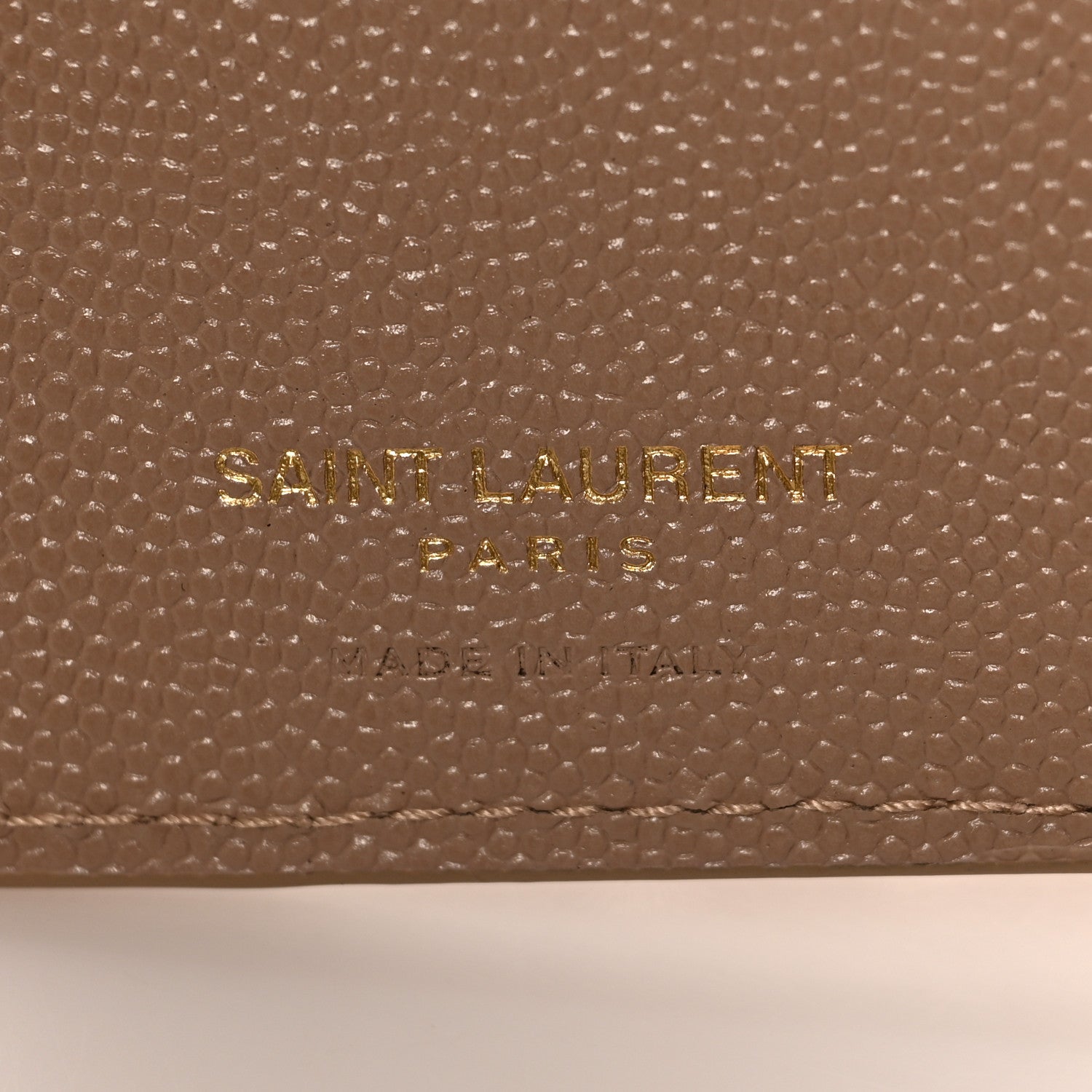 Saint Laurent Grain De Poudre Matelasse Chevron Monogram Zipped Two-Part Wallet Dark Beige 6 of 6