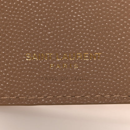 Saint Laurent Grain De Poudre Matelasse Chevron Monogram Zipped Two-Part Wallet Dark Beige 6 of 6