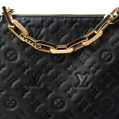 Louis Vuitton Lambskin Embossed Monogram Coussin MM Black 8 of 12