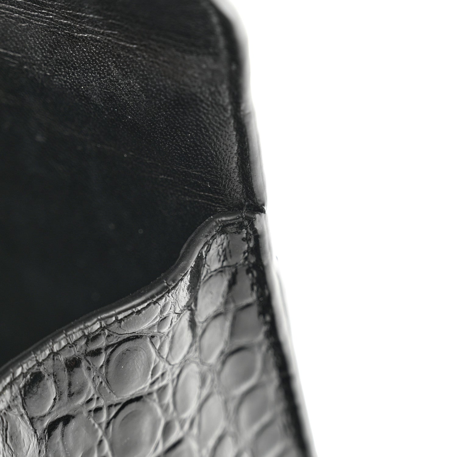 Balenciaga Shiny Calfskin Crocodile Embossed Hourglass Top Handle Bag XS Black 11 of 11