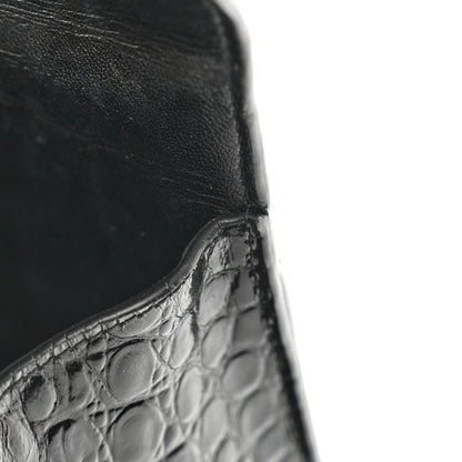 Balenciaga Shiny Calfskin Crocodile Embossed Hourglass Top Handle Bag XS Black 11 of 11