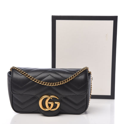 Gucci Calfskin Matelasse Super Mini GG Marmont Shoulder Bag Black 11 of 11