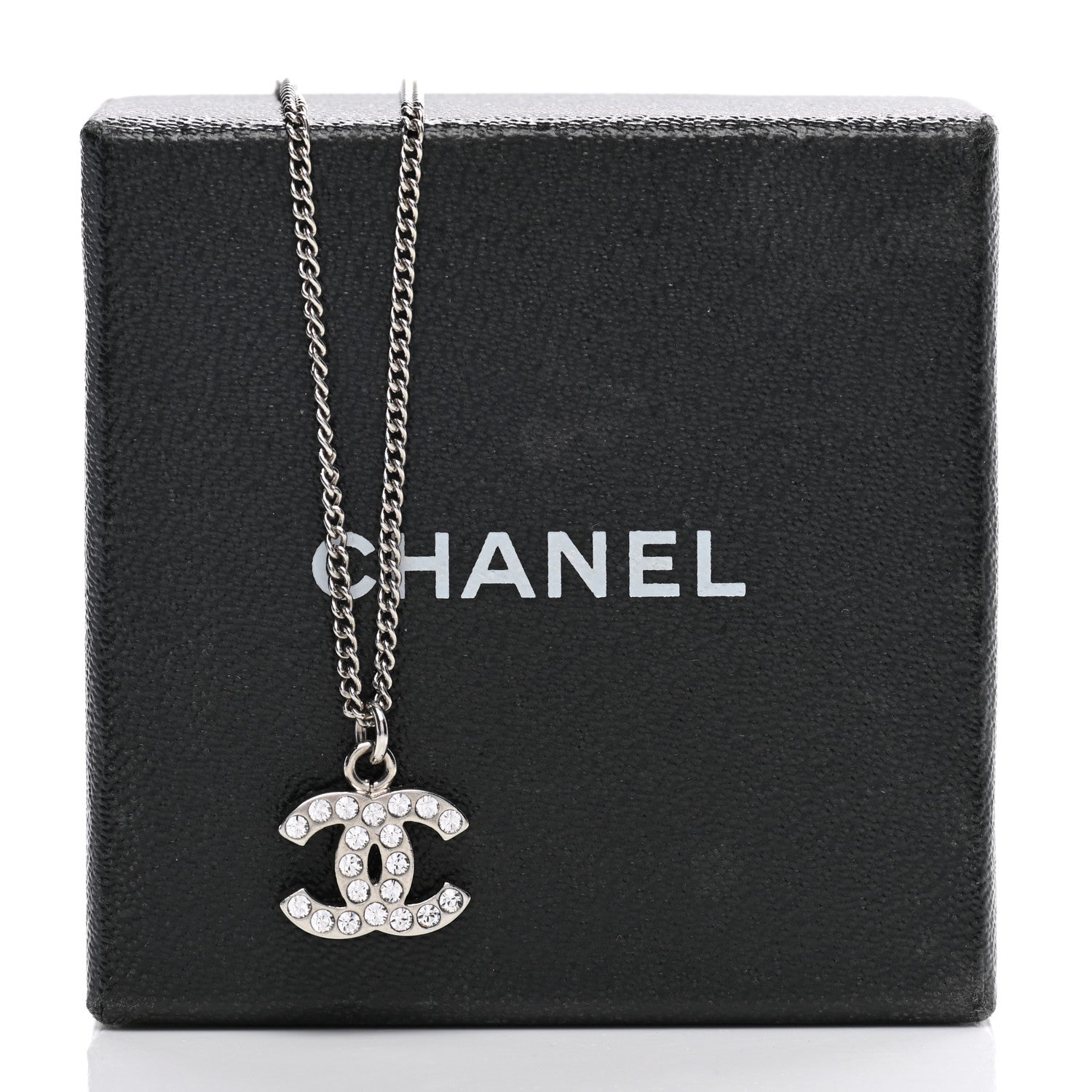 Chanel Crystal Timeless CC Necklace Silver 5 of 5