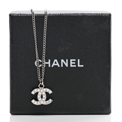 Chanel Crystal Timeless CC Necklace Silver 5 of 5