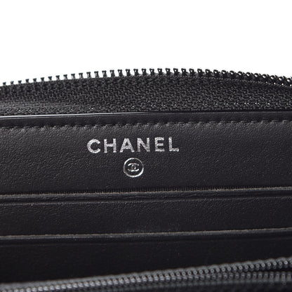 Chanel Calfskin Painted Chevron Embossed Small Boy Zip Wallet Black 6 of 8