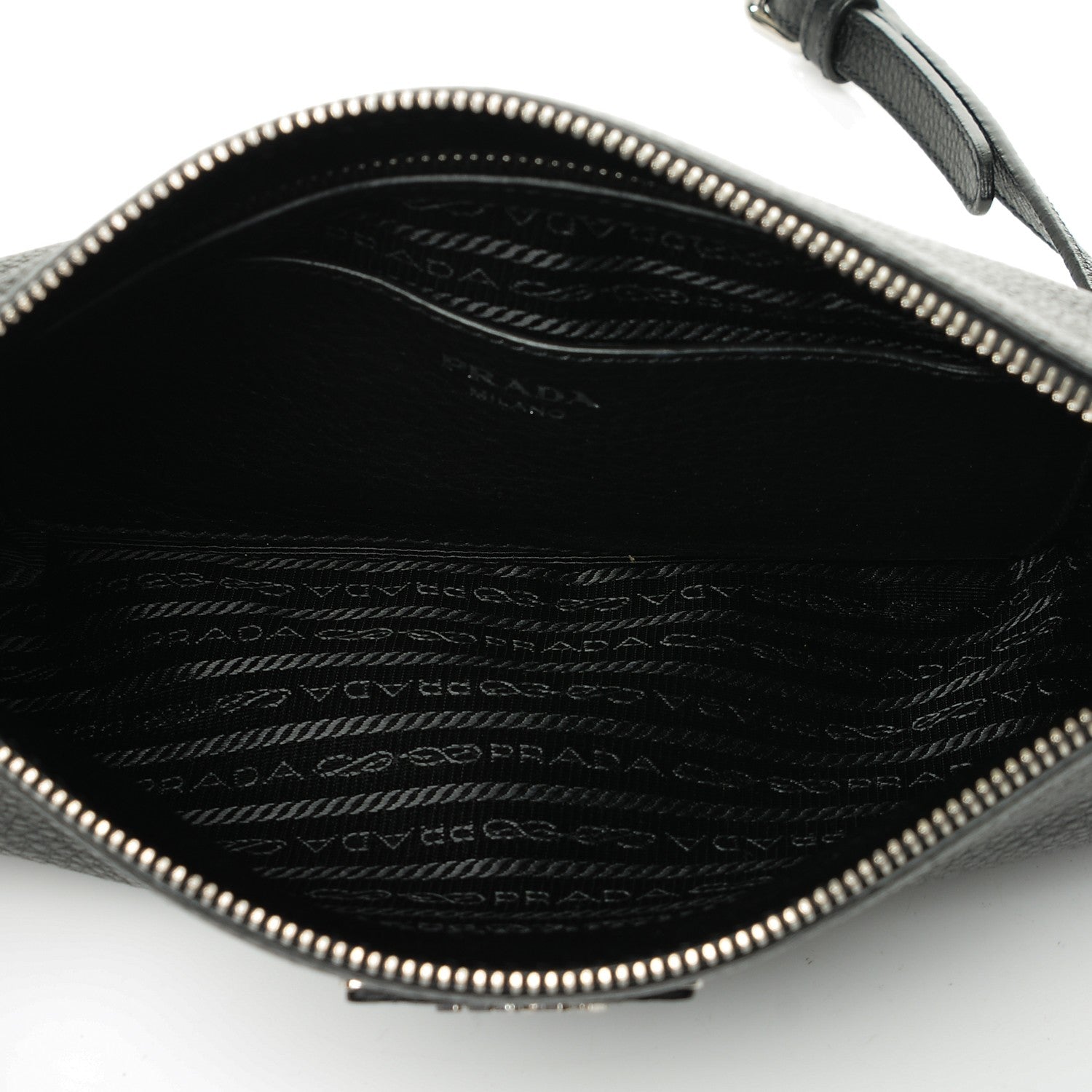 Prada Vitello Daino Zippered Crossbody Bag Black 5 of 6