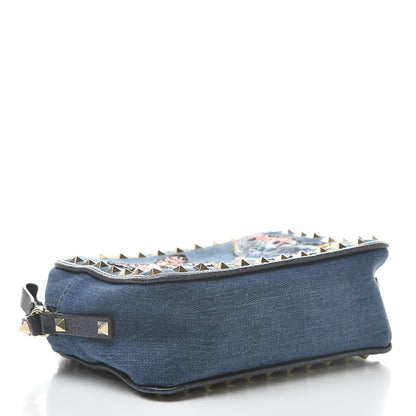Valentino Garavani Denim Butterfly Embroidered Rockstud Camera Crossbody Bag Light Denim Multicolor 4 of 13