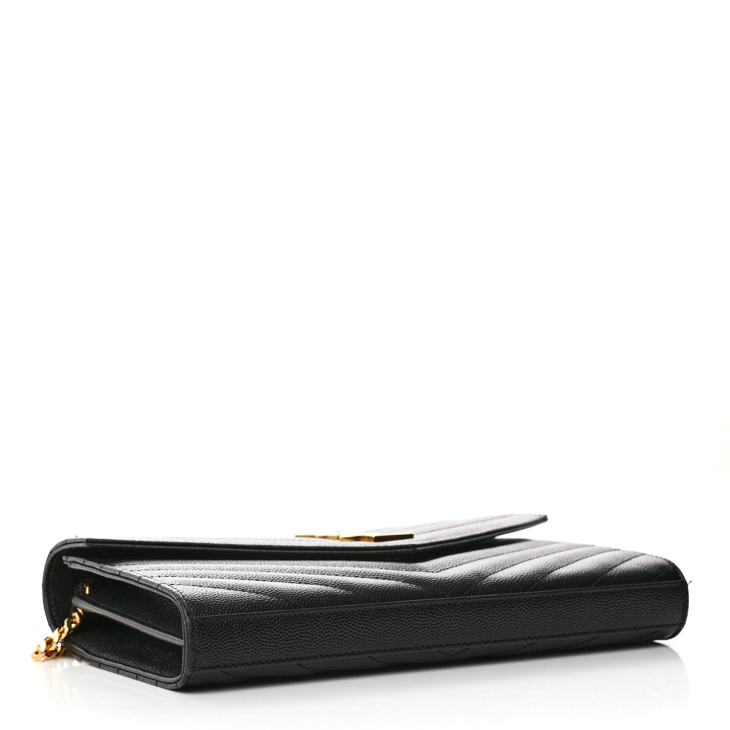 Grain De Poudre Matelasse Chevron Monogram Chain Wallet Black