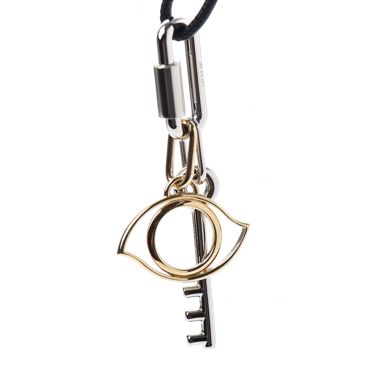 Palladium Permabrass Shiny Crocodile Curiosite Charm Pendant Necklace Black