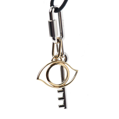 Hermes Palladium Permabrass Shiny Crocodile Curiosite Charm Pendant Necklace Black 4 of 5
