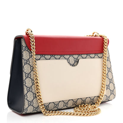 Gucci GG Supreme Monogram Calfskin Medium Padlock Shoulder Bag Beige Blue Hibiscus Red 3 of 11