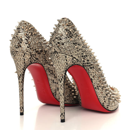 Christian Louboutin Glitter Eve Studded Escarpic 100 Pumps 40 Roccia Colombe Metal 4 of 8