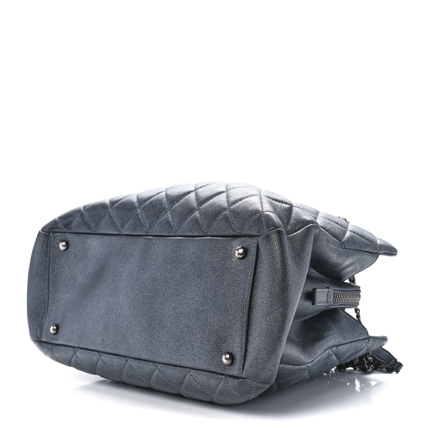 Chanel Iridescent Goatskin Quilted CC Eyelet Tote Blue 9 of 11