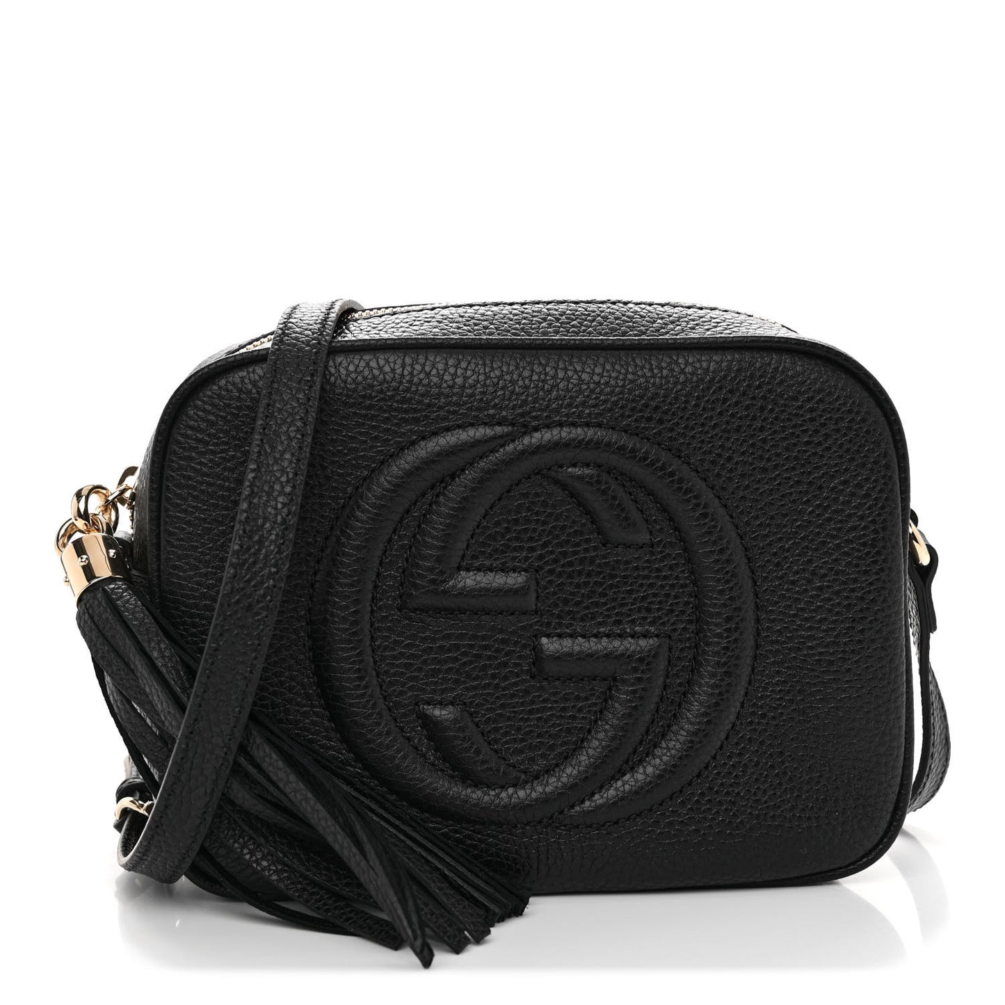 Pebbled Calfskin Small Soho Disco Bag Black