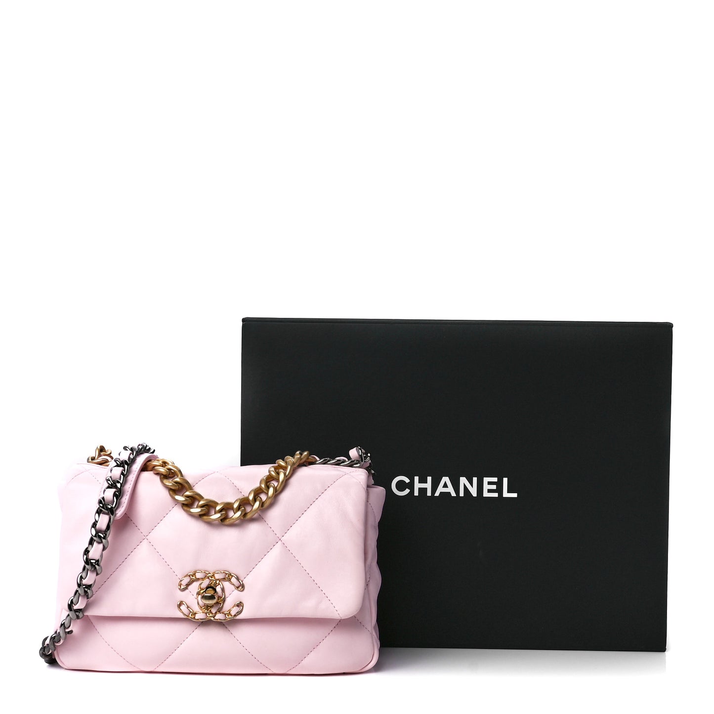 Lambskin Quilted Medium Chanel 19 Flap Light Pink