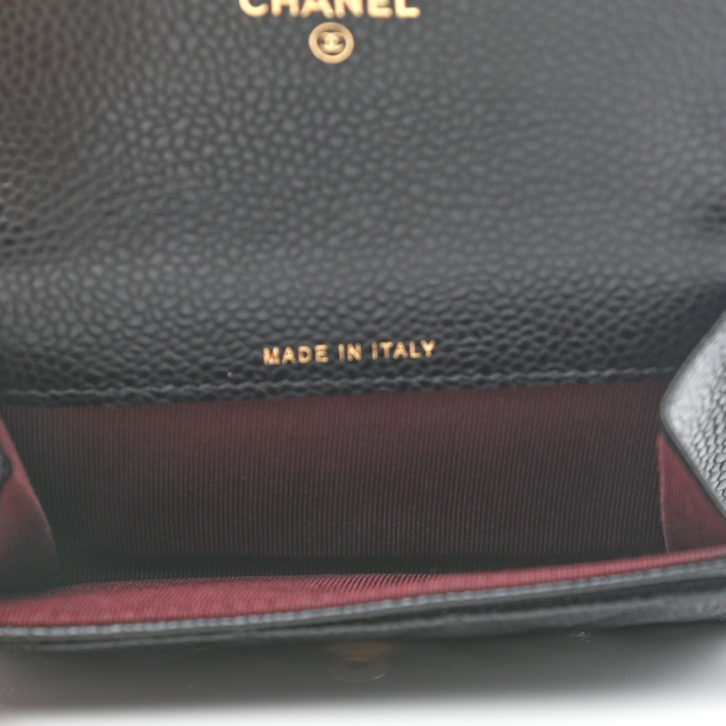 Caviar Quilted Flap Card Holder Wallet Black