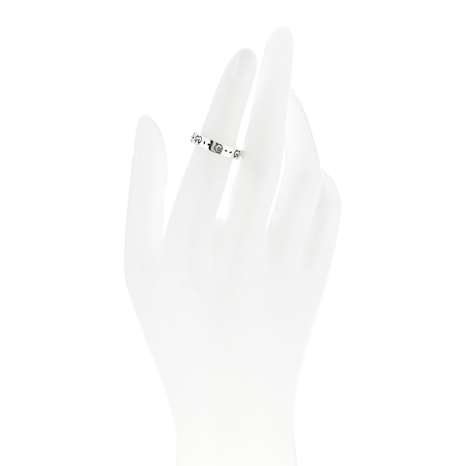 Gucci Sterling Silver 4mm GucciGhost Hamlet Skull Narrow Ring 49 4.75 2 of 7