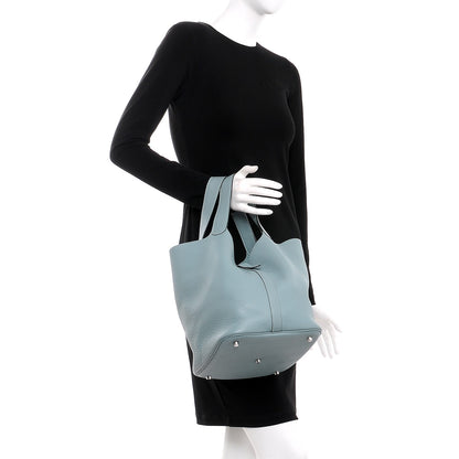 Hermes Taurillon Clemence Picotin 26 GM Ciel 2 of 6
