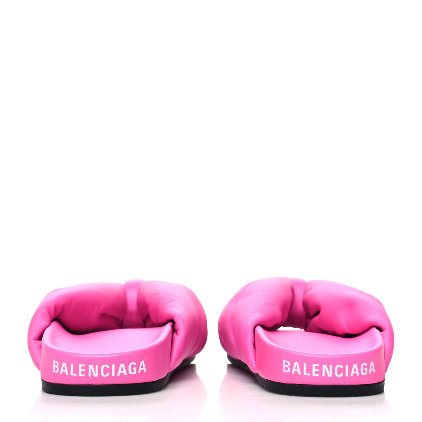 Smooth Nappa Logo Puffy Slide Sandals 36 Fluo Pink White
