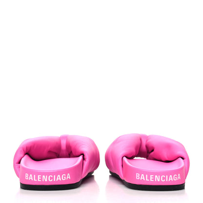 Balenciaga Smooth Nappa Logo Puffy Slide Sandals 36 Fluo Pink White 5 of 9