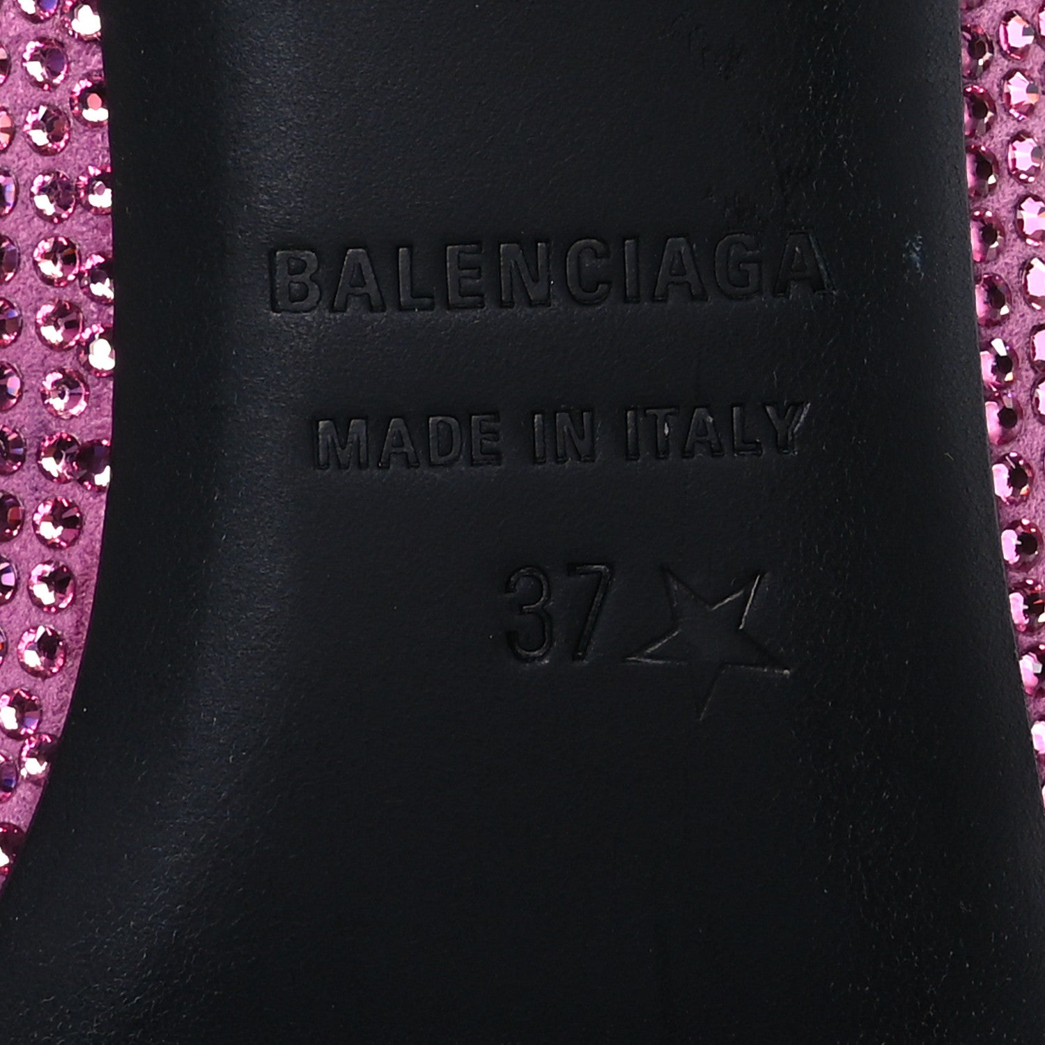 Balenciaga Strass Suede Allover Logo Square Knife 80mm Pumps 37 Pink Black 7 of 10
