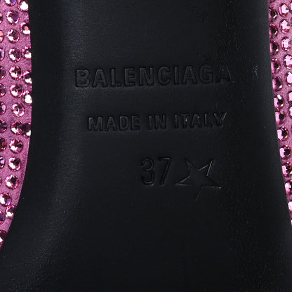 Balenciaga Strass Suede Allover Logo Square Knife 80mm Pumps 37 Pink Black 7 of 10