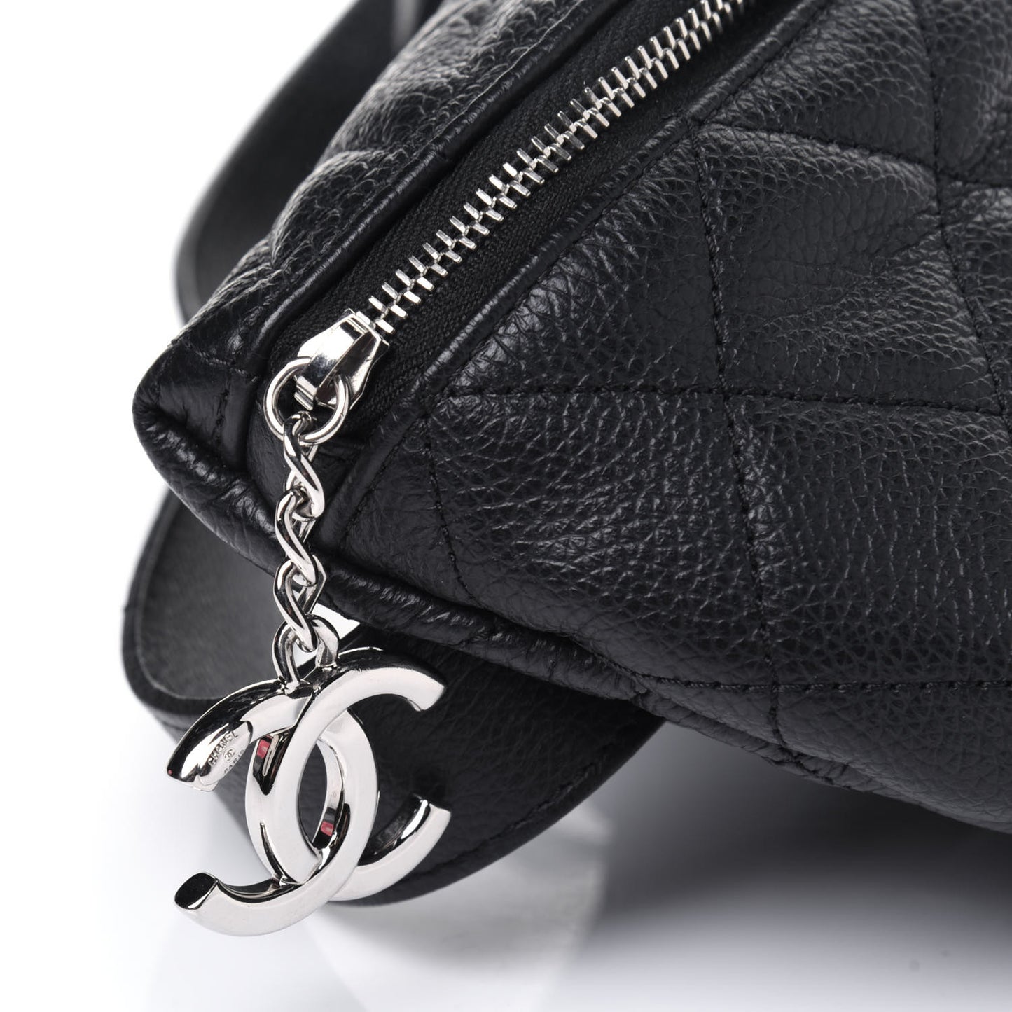 Grained Calfskin Quilted Waist Belt Bag Black