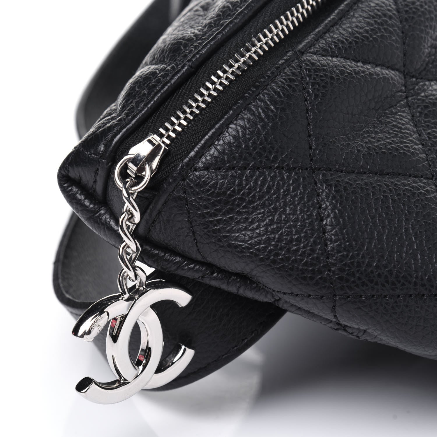 Chanel Grained Calfskin Quilted Waist Belt Bag Black 12 of 14