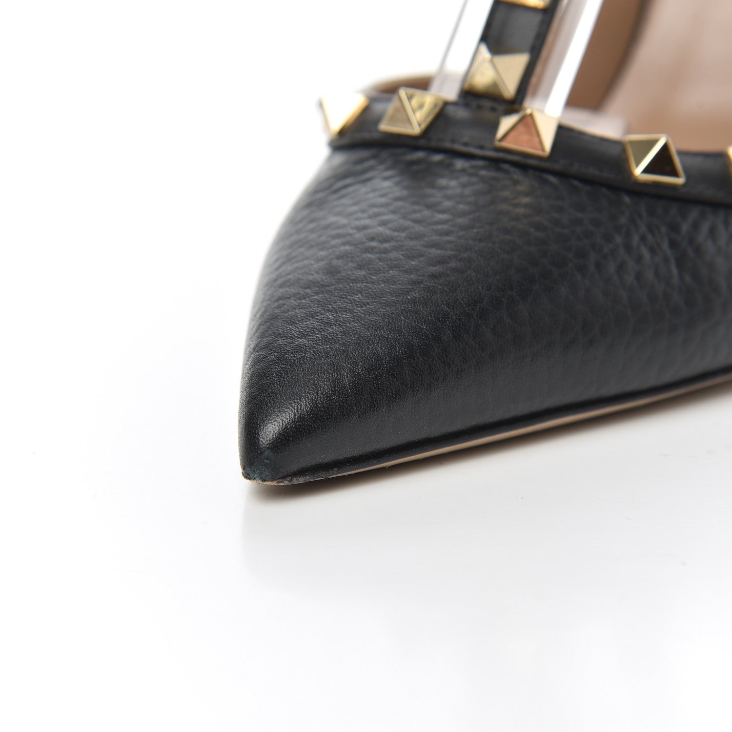 Valentino Garavani Pebbled Calfskin Rockstud Ankle Strap 100mm Pumps 38.5 Black 13 of 23
