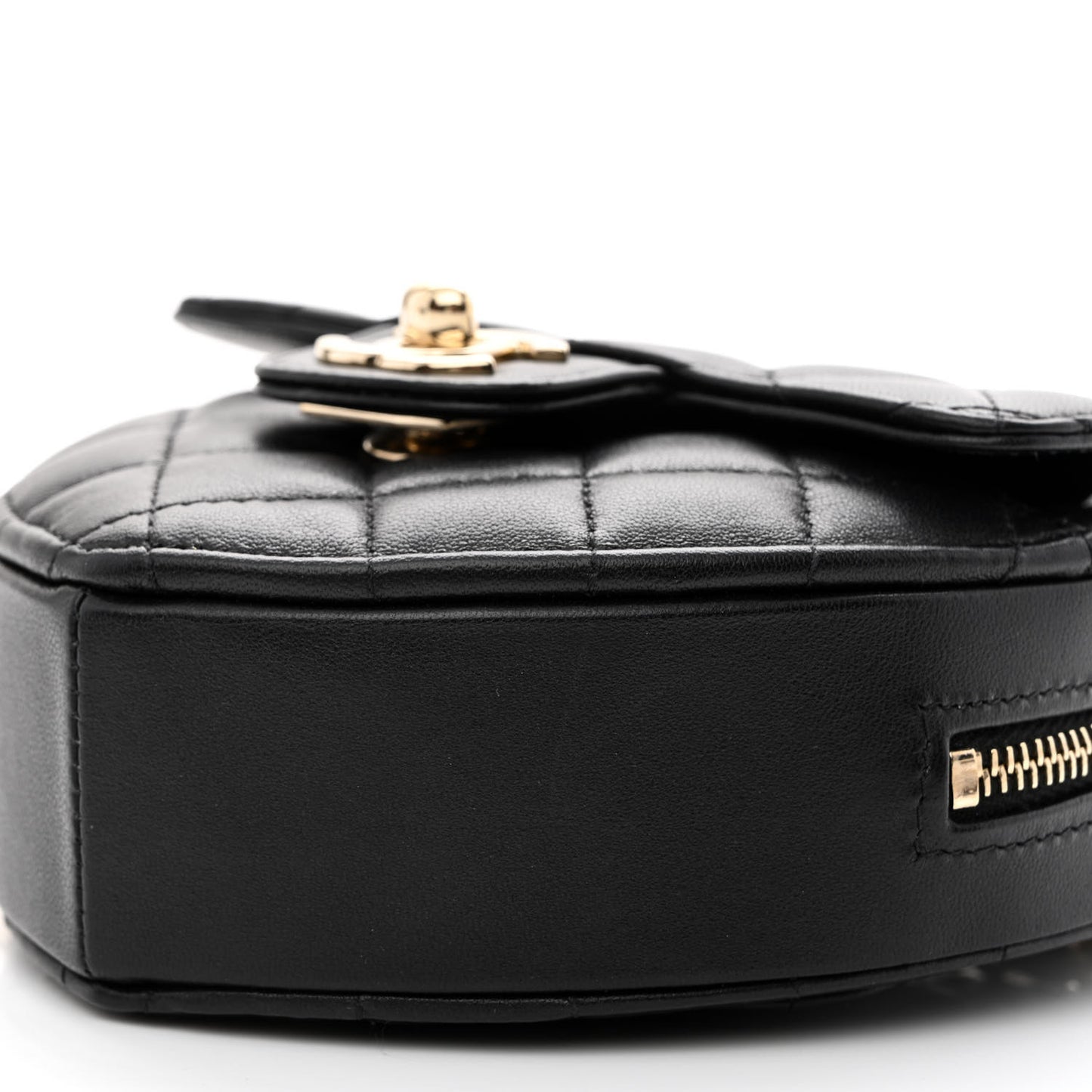 Lambskin Quilted CC In Love Heart Clutch With Chain Black