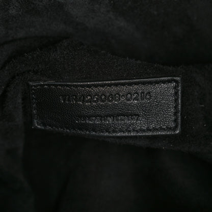 Saint Laurent Woven Wool Embroidered Baby Emmanuelle Bucket Bag Black 6 of 9