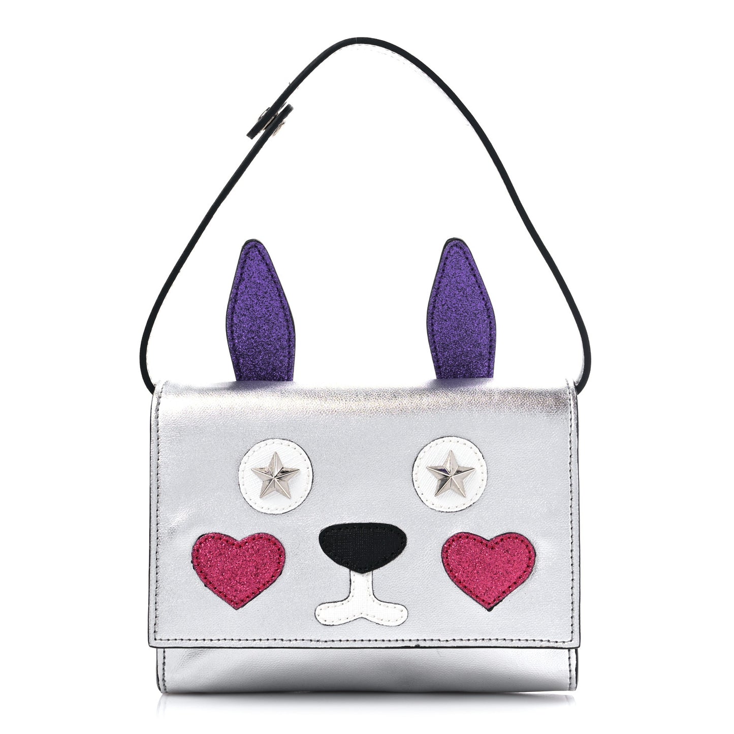 Metallic Calfskin Childrens Rabbit Bag Silver