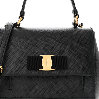 Salvatore Ferragamo Saffiano Carrie Shoulder Bag Black 8 of 13