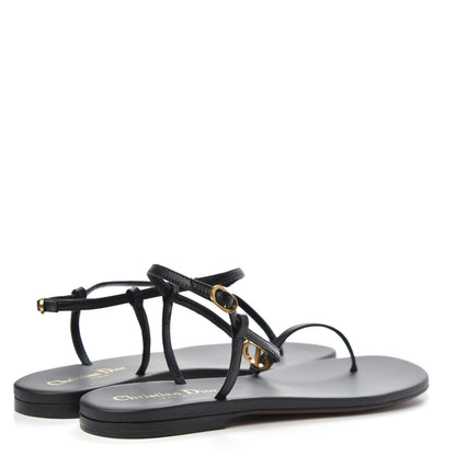 Christian Dior Lambskin Signature T-Strap Sandals 38 Black 4 of 8