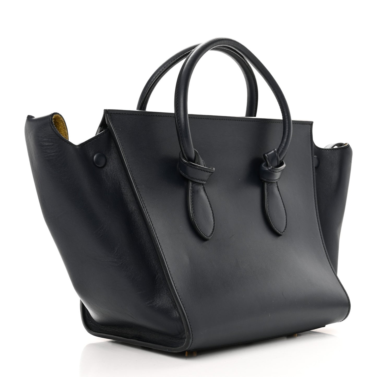 Smooth Calfskin Small Tie Knot Tote Navy Blue