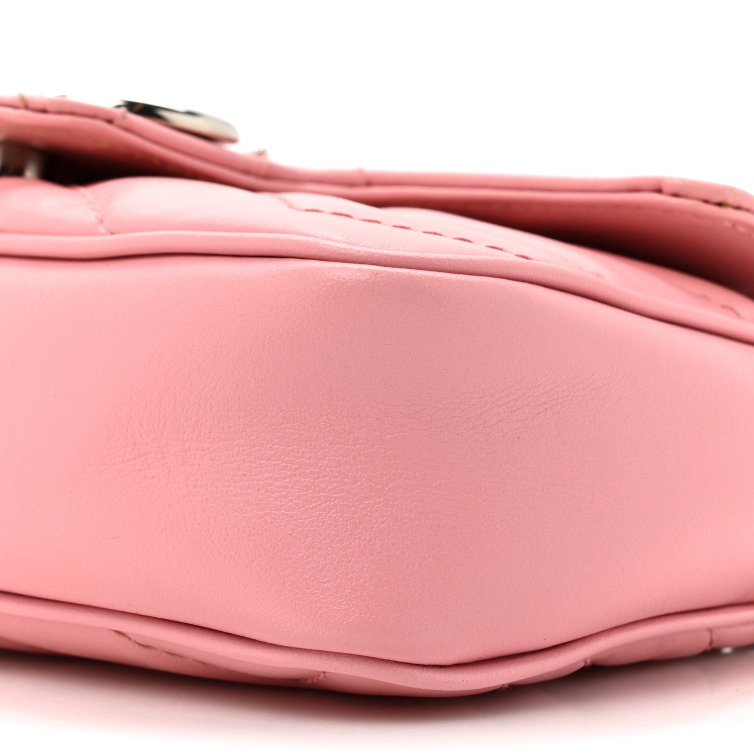 Gucci Calfskin Matelasse Super Mini GG Marmont Shoulder Bag Wild Rose 9 of 12