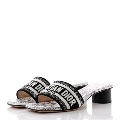 Christian Dior Canvas Dioriviera Embroidered Dway 35mm Slide Sandals 36.5 Black Multicolor 3 of 14