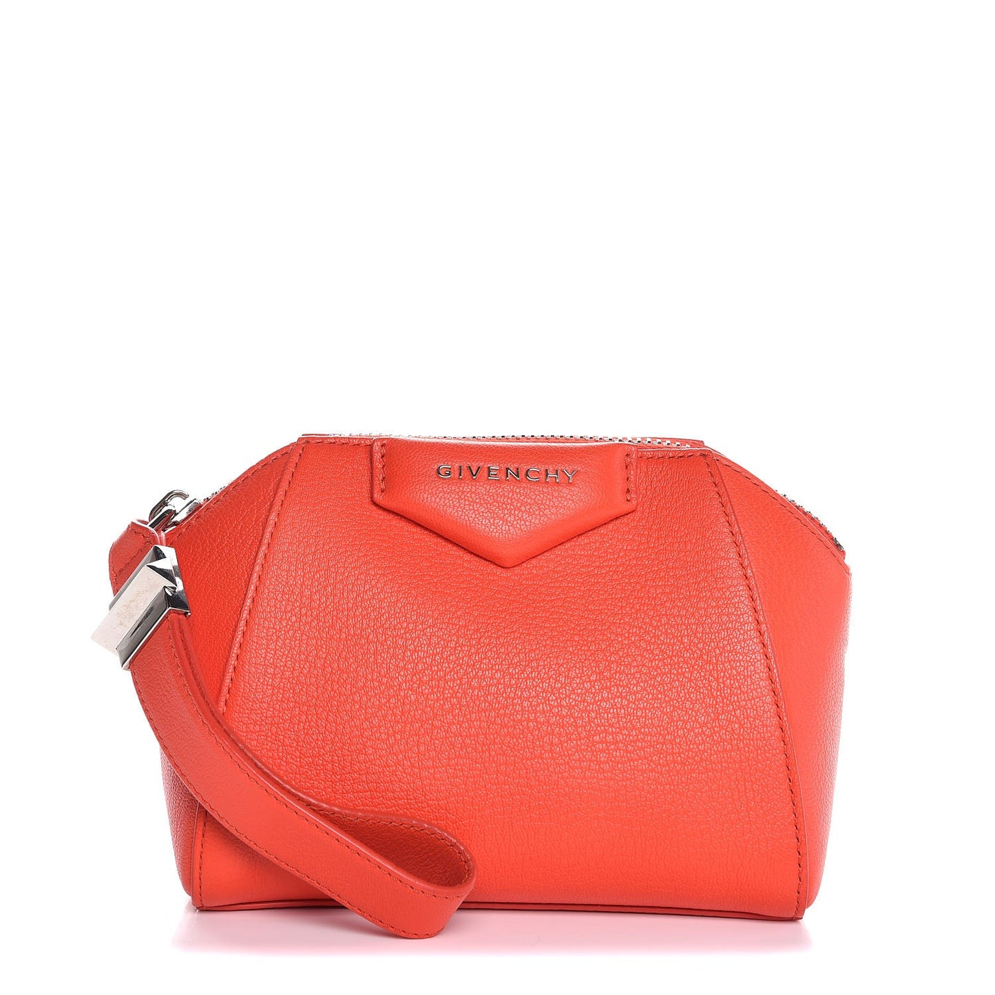 Sugar Goatskin Small Antigona Beauty Wristlet Orange Fluo