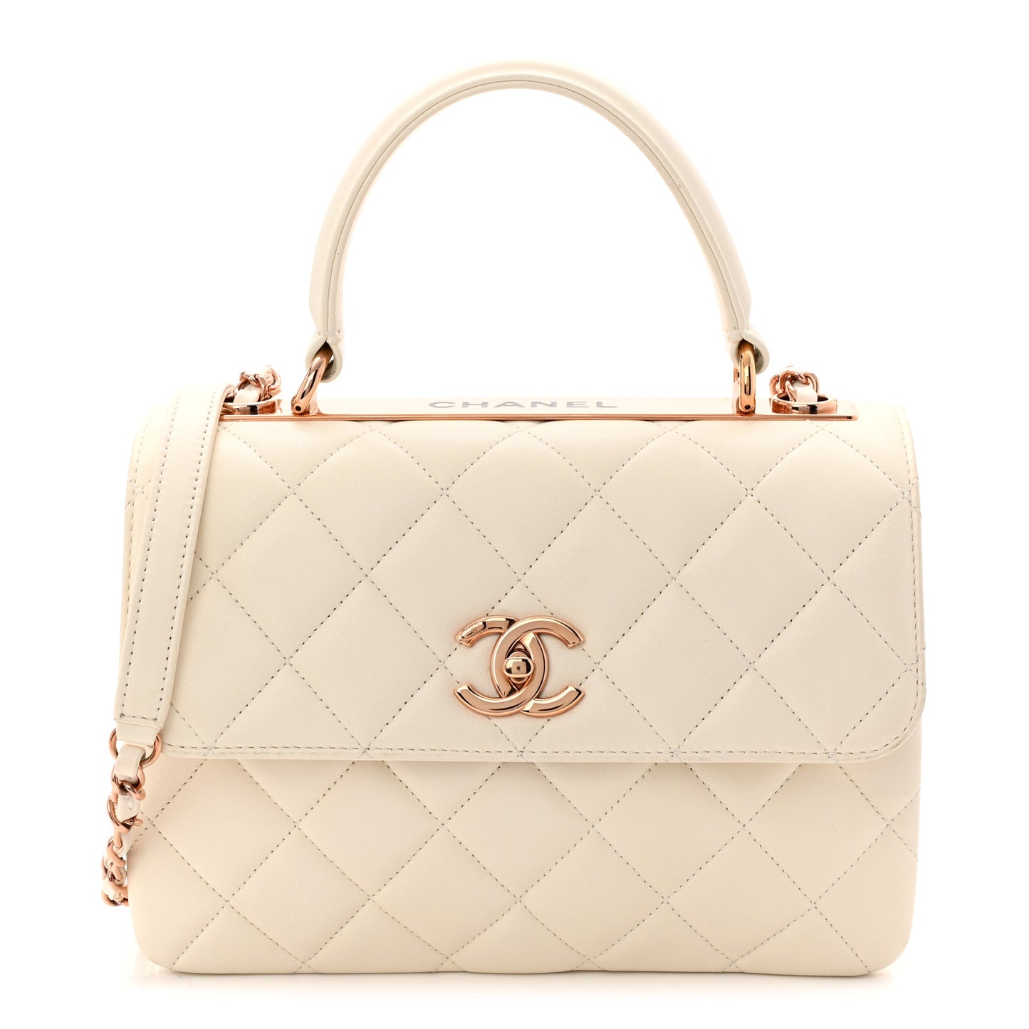 Lambskin Quilted Small Trendy CC Dual Handle Flap Bag White