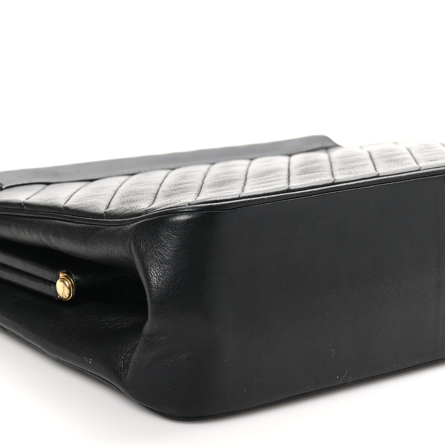 Chanel Lambskin Diagonal Quilted Kisslock Bag Black 10 of 11