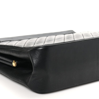 Chanel Lambskin Diagonal Quilted Kisslock Bag Black 10 of 11