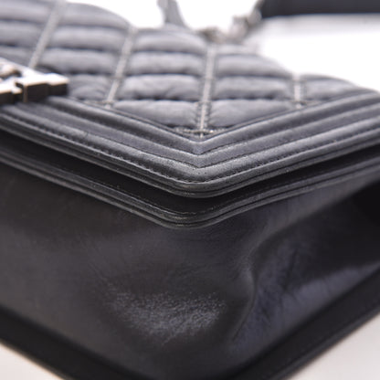 Chanel Iridescent Calfskin Embellished Double Stitch Medium Boy Flap Black 11 of 14