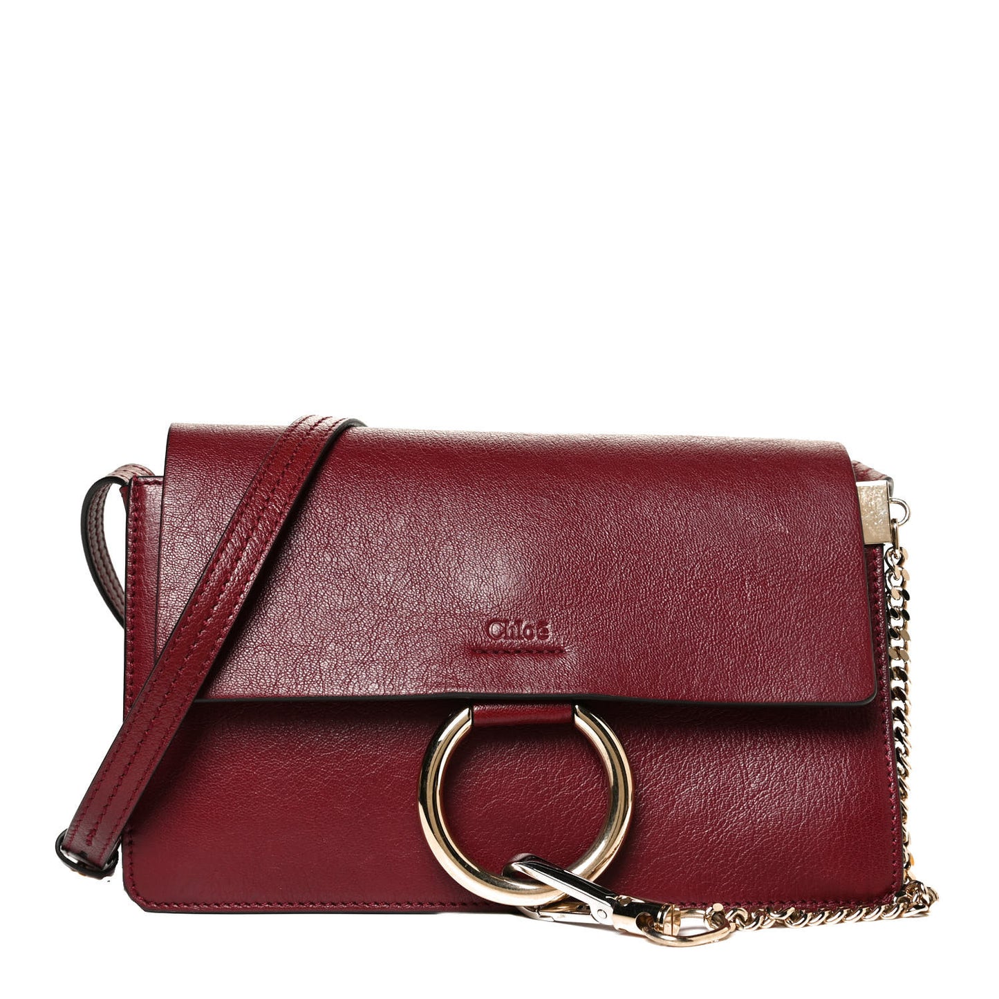 Goatskin Small Faye Shoulder Bag Sienna Red