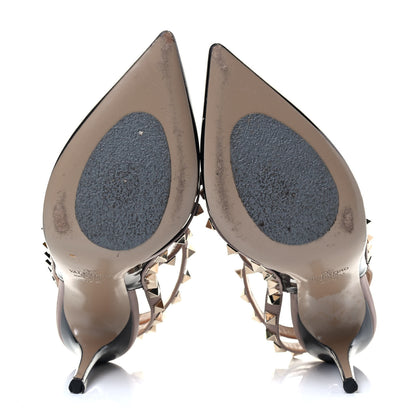 Valentino Garavani Patent Nappa Rockstud Ankle Strap 100mm Pumps 37.5 Black Poudre 5 of 8