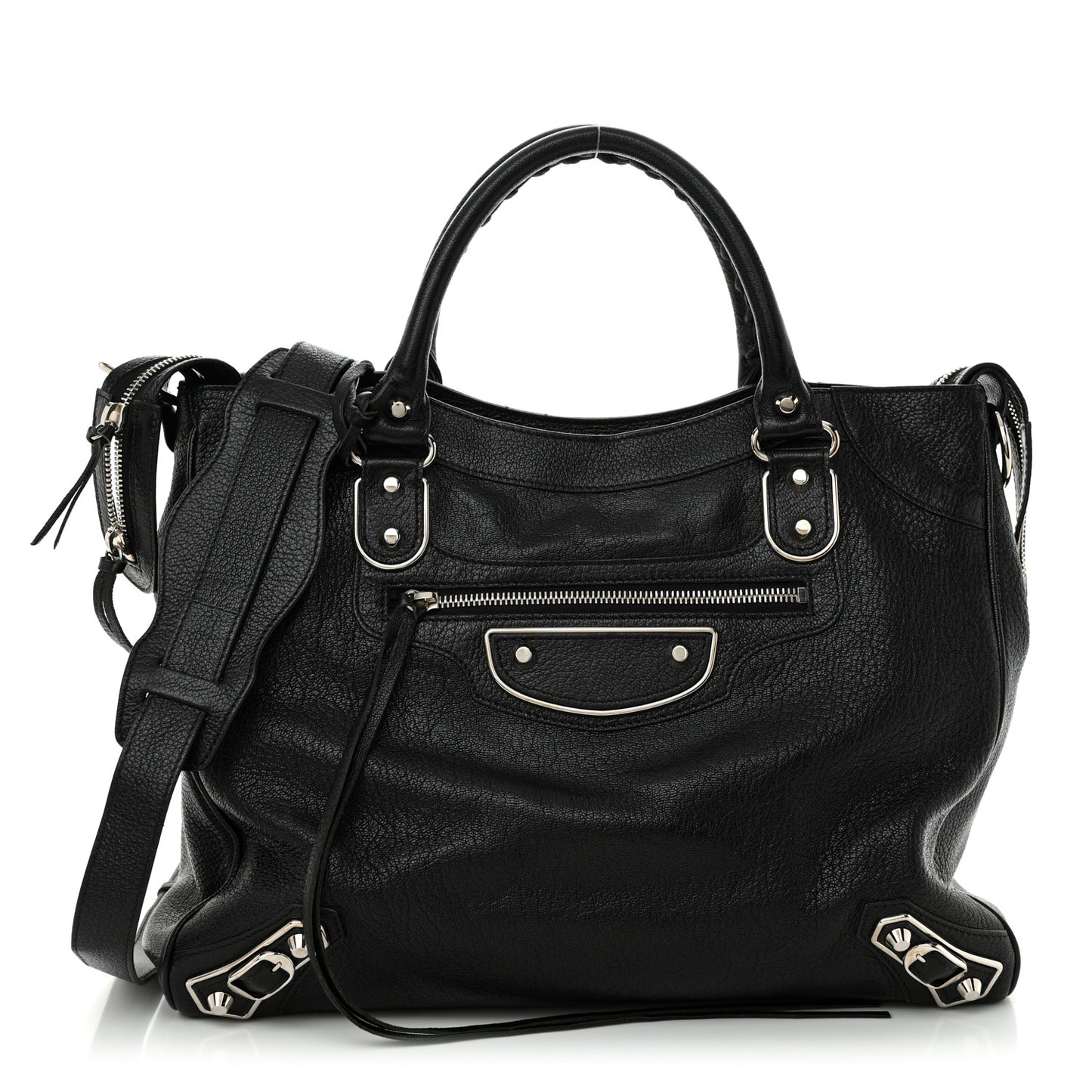 Chevre Silver Metallic Edge Hardware Velo Black