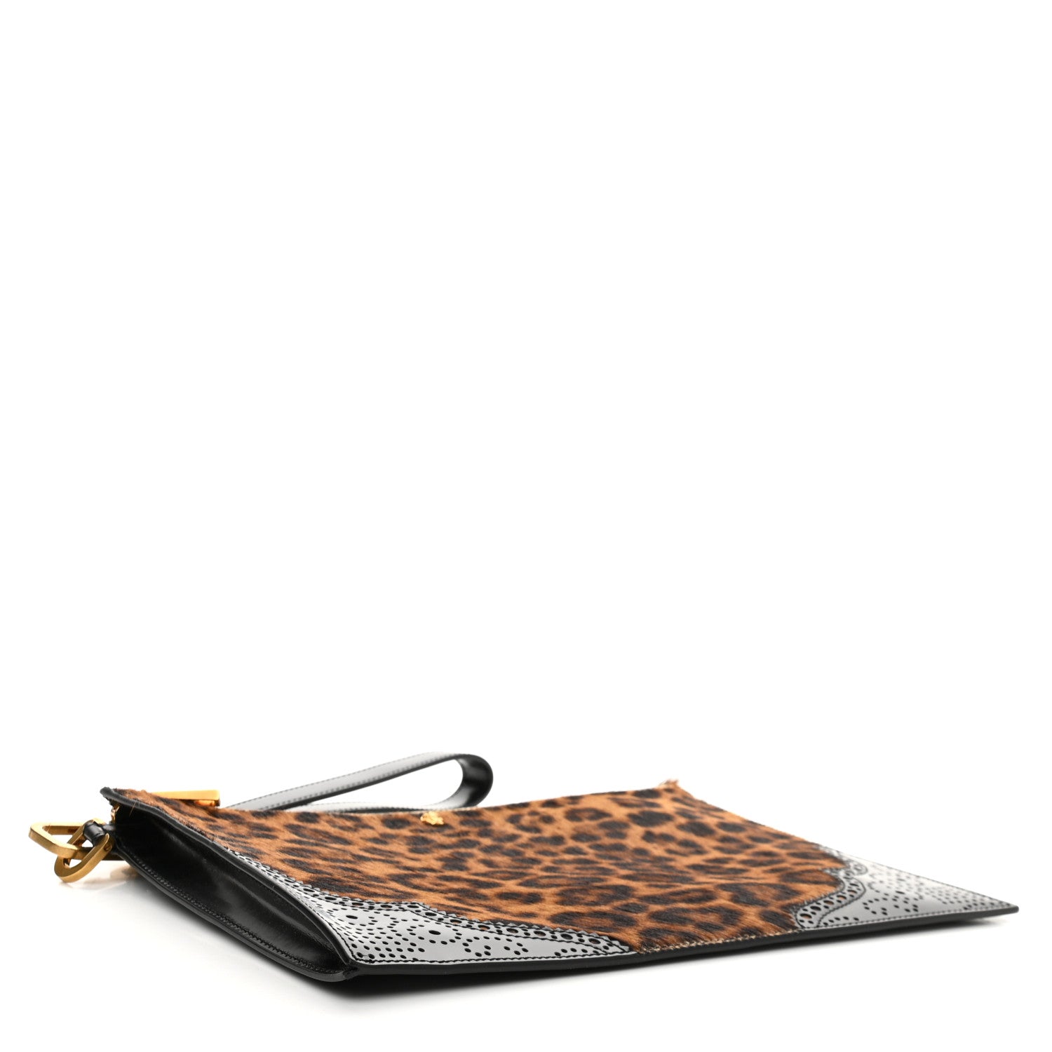 Versace Faux Fur Leopard Print Portfolio Case Black 4 of 8